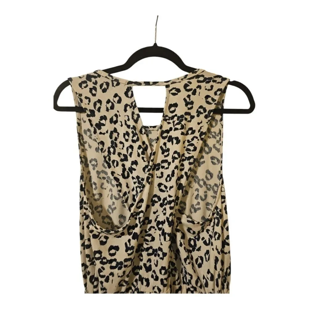BANANA REPUBLIC Crossback Midi Dress Navy Off White Leopard‎ Print - Size Large - Picture 8 of 12
